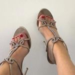 Rene Caovilla Vintage Satin Leather Crystal Embellished Stiletto Heels Size 38.5 Photo 0