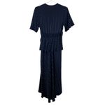 ALC Frank A.L.C. Avi Navy Blue Striped Silk Peplum Midi Dress Size 0 Photo 5