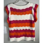 THML Women's Knit Top Size M White Orange Pink Striped Sleeveless Photo 5