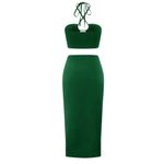 SheIn Tie Back Halter Top & Twist Front Skirt in Green, Size S​ Photo 1