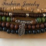 NWT Fashion Jewelry Earthy Tones Beaded Bracelet Set Green Photo 2