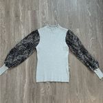 Siani Milano Sweater Womens Small Cream Ribbed Paisley‎ Sheer Romantic Preppy Black Photo 3
