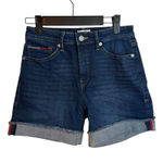 Tommy Hilfiger Tommy Jeans Dark Wash High Waisted Cuffed Denim Shorts Photo 0
