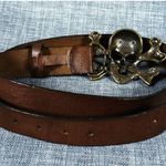 Nine West Skull Buckle Brown Leather Belt Woman's 39 in long Photo 6