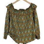 J.Crew  Ratti Elephant Print off the Shoulder Top Blouse in Yellow Size 4 Photo 0