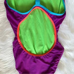 90’s Colorblock Racerback Neon One Piece Swimsuit Purple Photo 4