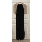 XScape Women's Crew Neck Black and Nude Beaded Illusion Slim Gown,10P Photo 3
