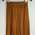 Topshop Pleated Satin Midi Skirt Sz 2 Golden Bronze Copper Side Slits Flowy Chic Photo 3