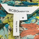 BCBGMAXAZRIA  Floral‎ Yellow, Blue, Orange Midi Short Sleeve Dress Medium Photo 5