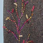 Vintage KENZO JUNGLE Size 8 Brown, Pink Tweed Wool Blend Embroidered Skirt Brown Photo 9