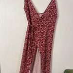 Womens Romantic Wrap Floral Cami Dress Red Spring Vacation Summer Small/Medium Photo 5