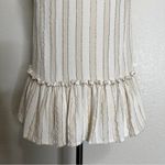 Japna  Cream Tan Silver Metallic Striped Ruffle Hem Tank Top, Sz Small Photo 7