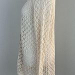 Vintage Cardigan Sweater Women Medium Beige Open Knit Crochet Long Sleeve Button Photo 5