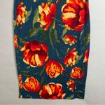 LuLaRoe Dress Floral Bright Colorful Size Small Sheath Stretch Midi Blue Orange Photo 3