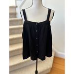 Jenni Kayne  Cypress Black Textured Cotton Boxy Button Front Tank Photo 1