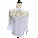 None White Blouse Feminine Frilly Size Medium Photo 3