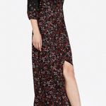 EXPRESS Women’s Floral Maxi Dress Striking High Low Surplice Faux Wrap V-Neck Photo 3