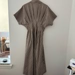 Anthropologie  exquise tobie button front pleated shirt dress in brown and tan Photo 3
