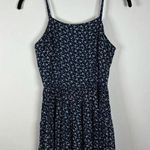 Brandy Melville Women's Mini Dress Navy Blue Floral Tiered Flowy Tie Back Small Photo 0