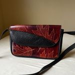 Vintage Maple Leaf Embossed Leather Crossbody Bag Black Brown Two Photo 7