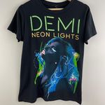 Demi Lovato Black Multicolor Black Light 2014 Neon Lights Tour Graphic Band Tee Photo 0