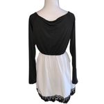 Ethan & Cocoa Black & White Long Sleeve Lace Hem Short Dress Med Size undefined Photo 3