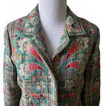 Johnny Was  Biya Vintage Wool Embroidered Plaid Green Blazer Medium Photo 2