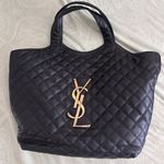 Saint Laurent YSL, iCare Tote Bag and Pouch, Black Quilted Leather Photo 0