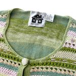 Vintage Storybook Knits Cardigan Beaded Button Stripes Crochet Women's Size 1X Green Photo 2
