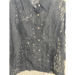 Source Unknown Sheer Black Cutout‎ Button-Front Blouse Romantic Boho Gothic Layering Shirt Photo 11