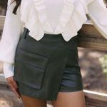 Faux Leather Skort Dark Olive Green Photo 1
