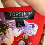 Topshop  Cherry Red Floral Hawaiian Tied Wrap Cropped Blouse Womens 4 Beach Photo 6