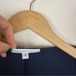 Bryn Walker  100% Cotton Navy Blue Ruffled Tie Front Lagenlook Cardigan Photo 4