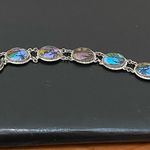 Vintage Blue Morpho Butterfly Wing Reverse Painted Tropical Scene Brazil 20.6g Photo 12