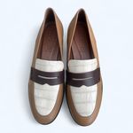 Ecco  Dress Classic 15 Brown Cream Crocodile Slip on Penny Loafer Women's 40 NEW Photo 1