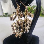 Statement Rope Rhinestone Floral Necklace Earrings Set Gold Photo 8