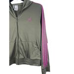 Adidas VTG 90s Clima365 Women’s Olive Green Pink 3-Stripes Full Zip Hoodie XL Photo 2