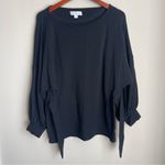 Amour Vert Fleur Reverie Terry One-Size Tie-Waist Sweatshirt Pullover Black Photo 3