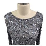 Aidan Mattox NWT Silver Fully Sequined Party Dress Long Sleeve Mini Dress Sz 4 Photo 1