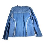 Vtg Y2K Light Wash Open Front Frayed Edge Quilted Detail Denim Jacket Sz L Blue Size L Photo 1