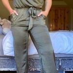 Showpo Olive Green Silky Pantsuit  Photo 0