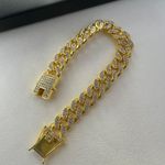 CZ Link Chain Bracelet for Men Women Streetwear Punk Hip Hop Unisex Style Gold Photo 1