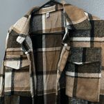 Brown Multicolored Plaid Shacket Size Medium Photo 6