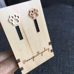 Paw Print Cut Out Stainless Steel Fashion Stud Earrings, ROSE GOLD Pink Photo 1