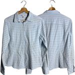 Brooks Brothers  Lace Striped Button Down Shirt Women's 6 Blue Fitted Career Chic Photo 1