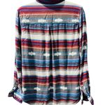 Stetson Serape Southwest Western Rayon Button Up Long Sleeve Blouse Size Medium Photo 4
