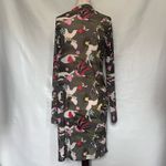Love j Sheer Wrap Kimod Dress Sz M Olive Y2K Mesh Bird Heart Star Camo Artsy Photo 6
