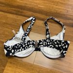 Lulus  Women's Bikini Top Size Large Black Cream Print Swimwear Beach Pool Summer Photo 1