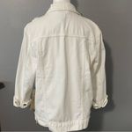 Red Star white denim jean jacket distressed ripped loose fit cotton casual NEW Size M Photo 2
