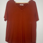 Zenana Outfitters V-neck Short Sleeve T-Shirt Dark Rust (1X) Photo 0